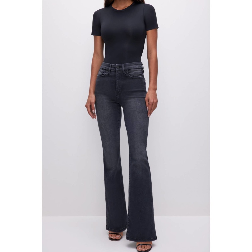 NWT ALWAYS FITS GOOD LEGS FLARE JEANS Black Wash Size 06-12